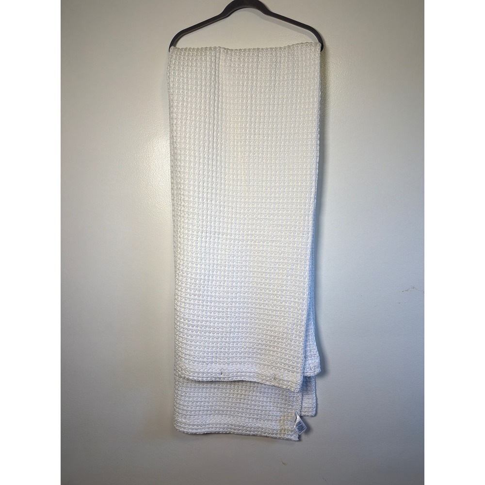 West Elm White Waffle Weave Cotton Shower Curtain 72x84 Extra Long 929904